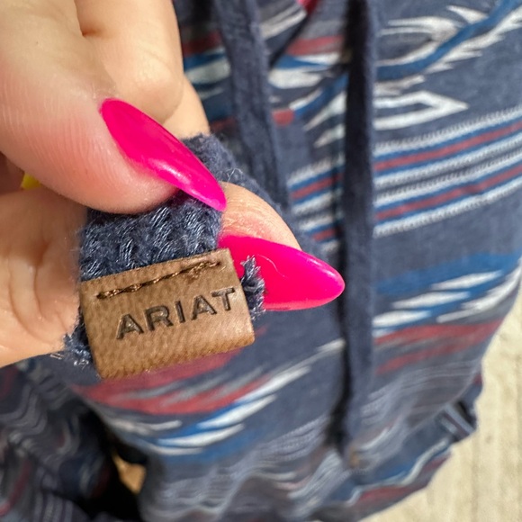 Ariat Blue and Red Aztec Printed Hoodie - Picture 4 of 6